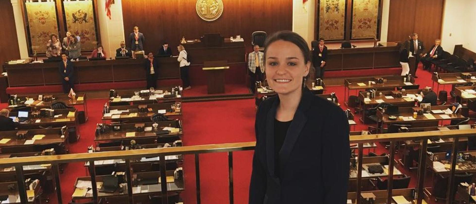 Sarah Bourland HSPH ’19 at State Legislature 